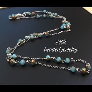 Blue beaded necklace   NWOT